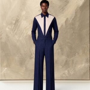 Shield Panel Bib Shirt & Wide Leg Trouser Set